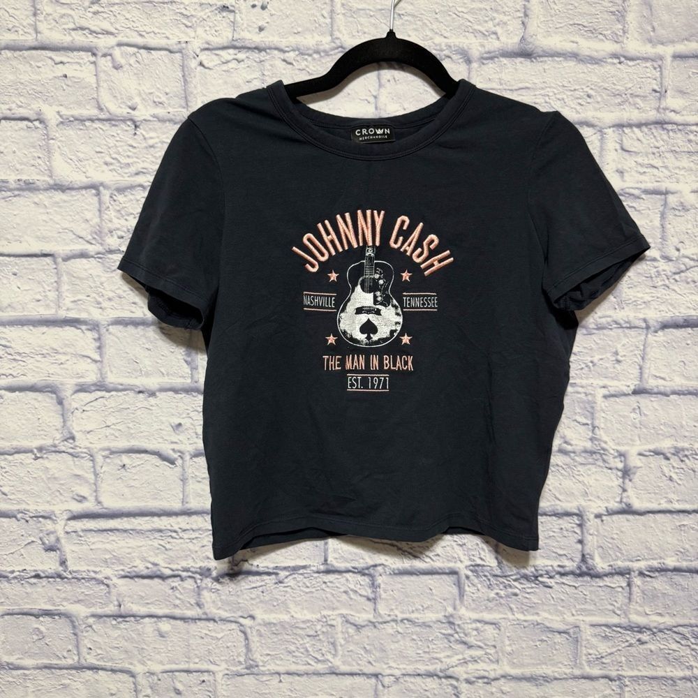 COTTON : ON Fitted longline “women’s graphic T shirt “JOHNNY CASH “